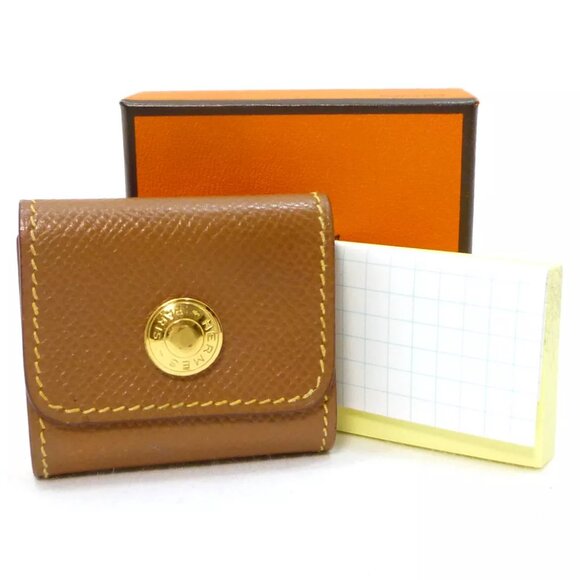 Authentic HERMES Post-it Case G in Square Brown Leather - Picture 1 of 12